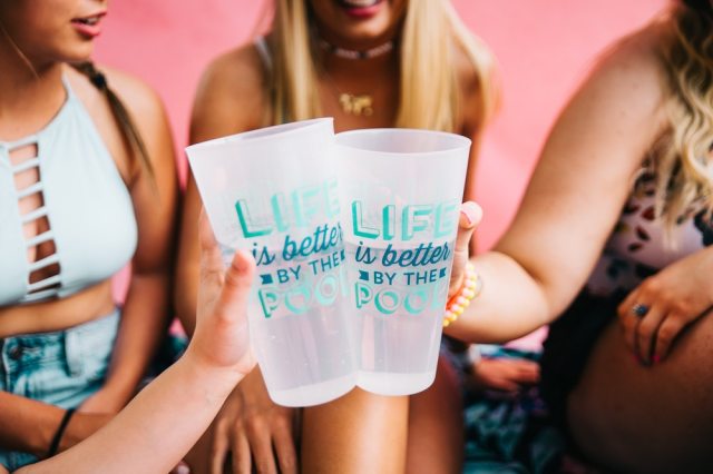 Cheers by the pool